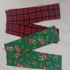 Up Late set 2 pack Boys pajama pants with socks Holidays size S 4/5